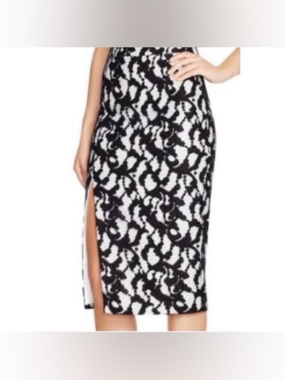 Bardot Black & White Floral Lace Overlay Pencil Skirt: 6